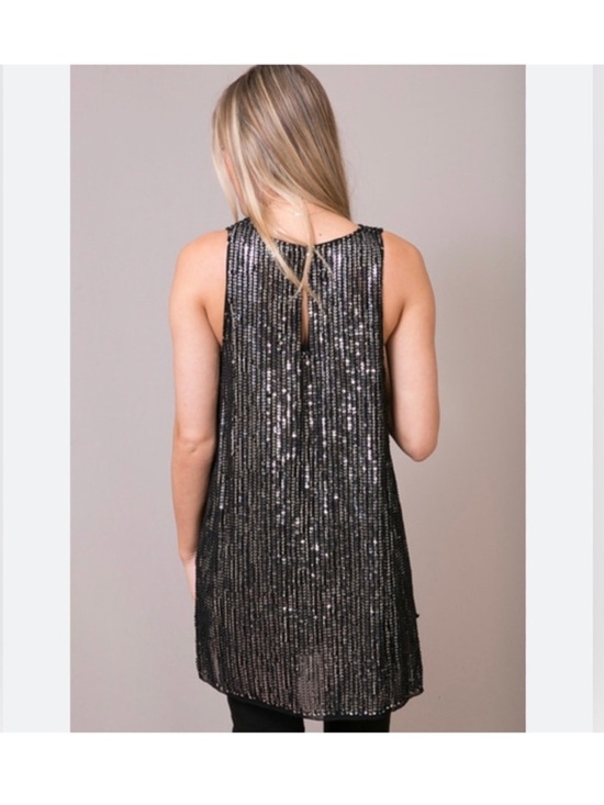 Endless Rose Tops - Endless Rose Sleeveless Black Sequin Tunic Top M